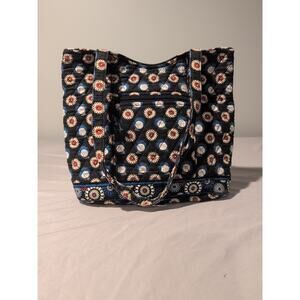 Vera Bradley Purse Blue Navy Owl/Flower Print Pattern Shoulder Bag Interior...